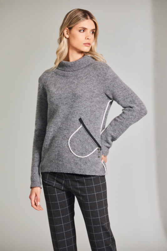 Peruzzi Contrast Seam Knit | Grey | W24178