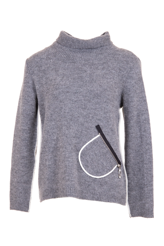 Peruzzi Contrast Seam Knit | Grey | W24178