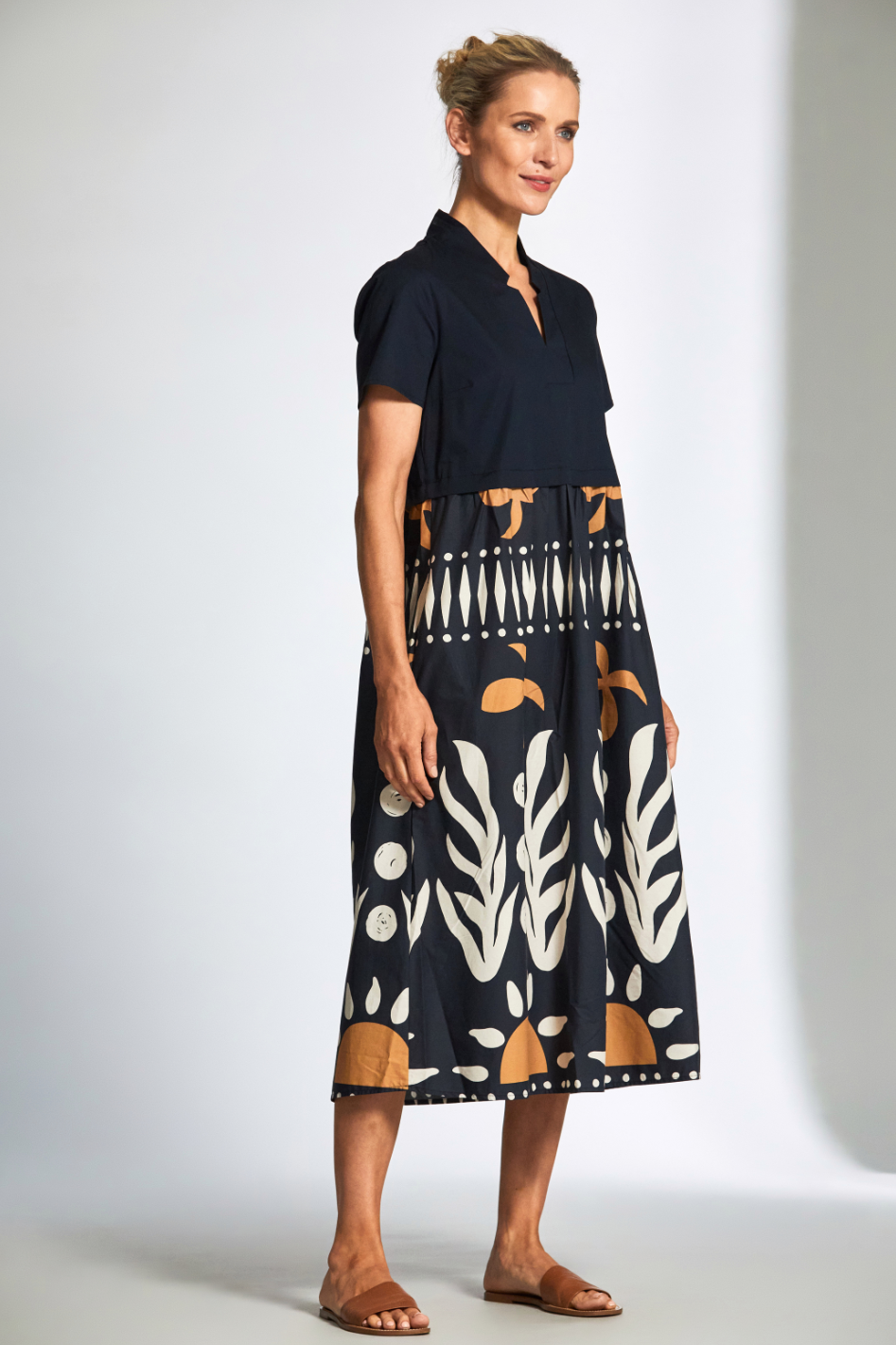 Peruzzi Cotton Print Dress in Blue