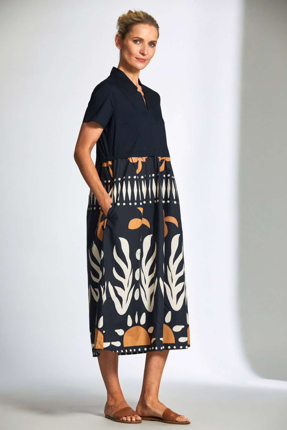 Peruzzi Cotton Print Dress in Blue