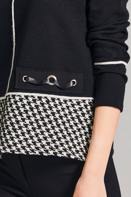 Peruzzi Herringbone Trim Knit | Black/Ecru | W24166