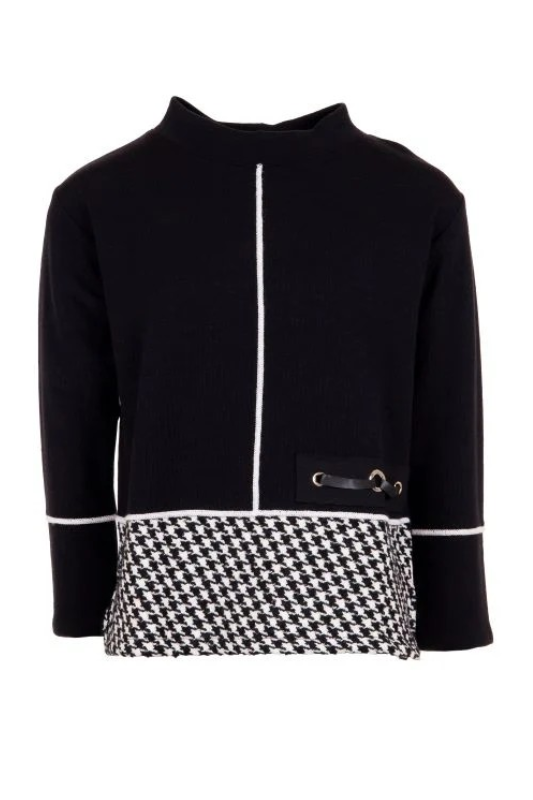 Peruzzi Herringbone Trim Knit | Black/Ecru | W24166