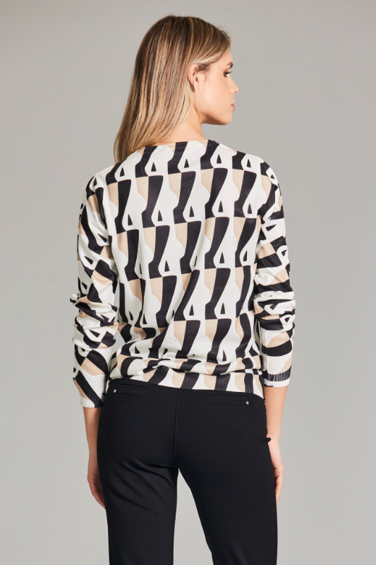 Peruzzi Op Art Print Knit | Sand/Black | W24600