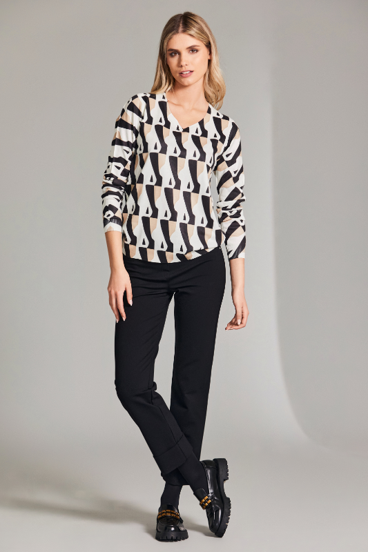 Peruzzi Op Art Print Knit | Sand/Black | W24600