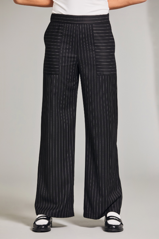 Peruzzi Pinstripe Trouser | Black | W24213