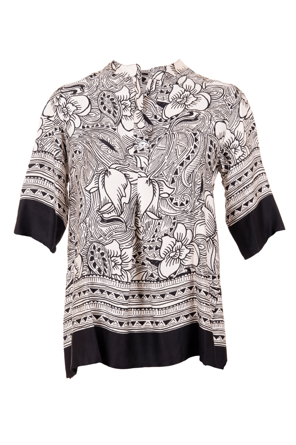 Peruzzi Woodblock Print Top | Black/Ecru | 25124
