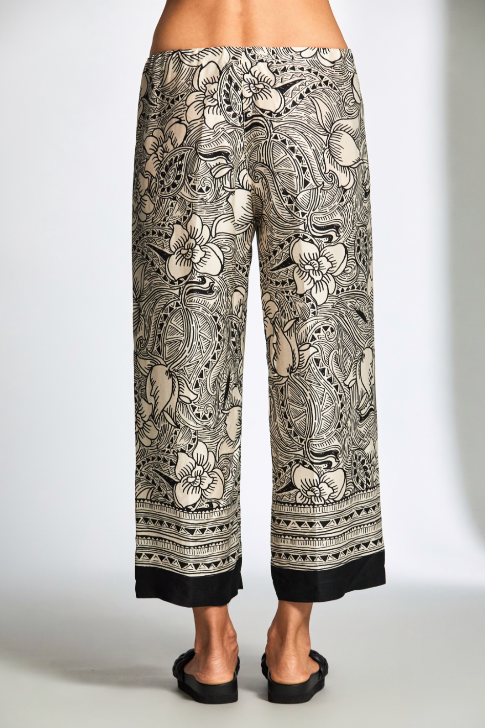 Peruzzi Woodblock Print Trouser | Black/Ecru | 25125