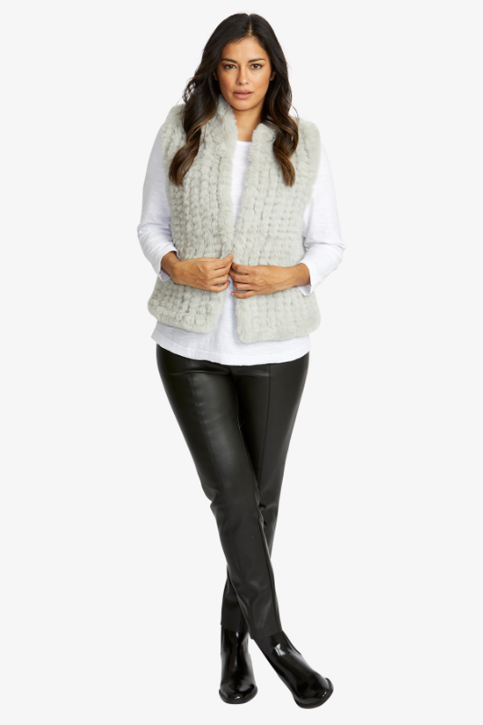Ping Pong Crochet Faux Fur Vest | Silver
