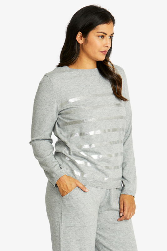 Ping Pong Galactic Pullover | Grey Marle/Silver