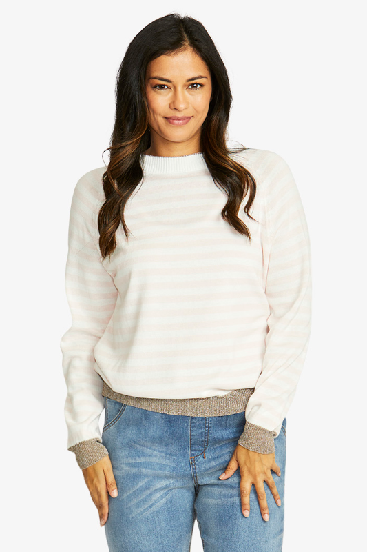 Ping Pong Kylie Stripe Pullover | Ivory/Quartz