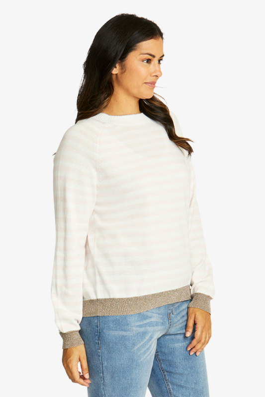 Ping Pong Kylie Stripe Pullover | Ivory/Quartz