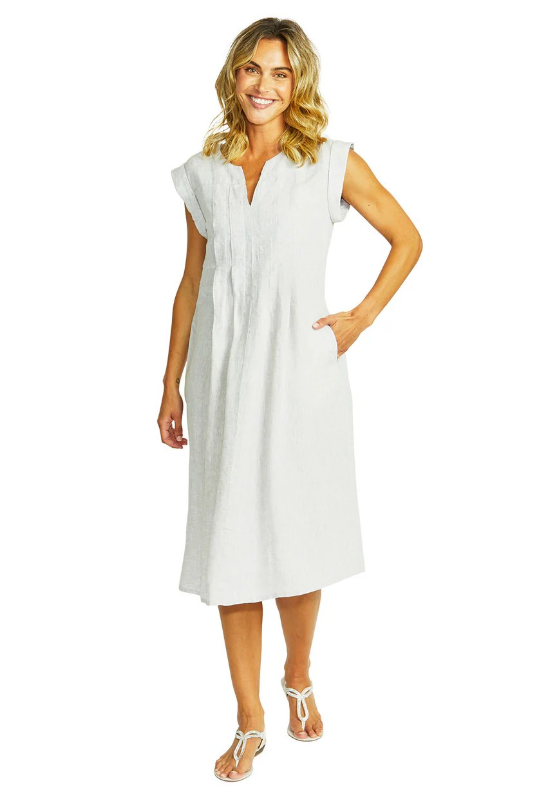 Ping Pong Maria Linen Pintuck Dress | Flax
