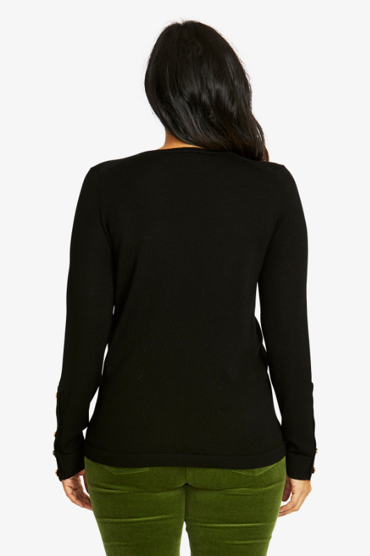 Ping Pong Merino Button Pullover | Black