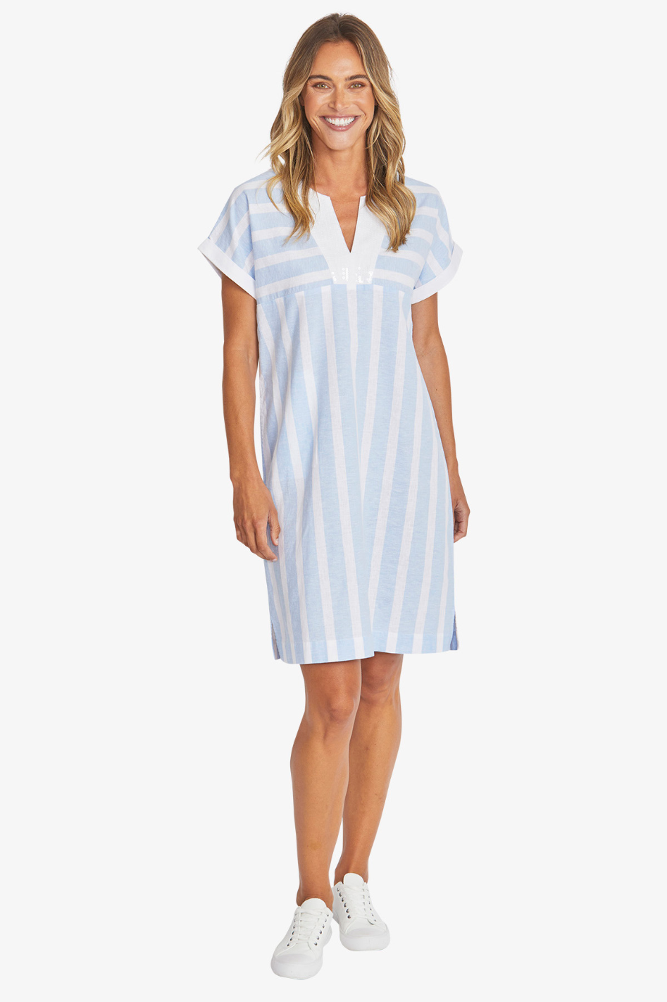 Ping Pong Miranda Dress | White/Baby Blue | 595521