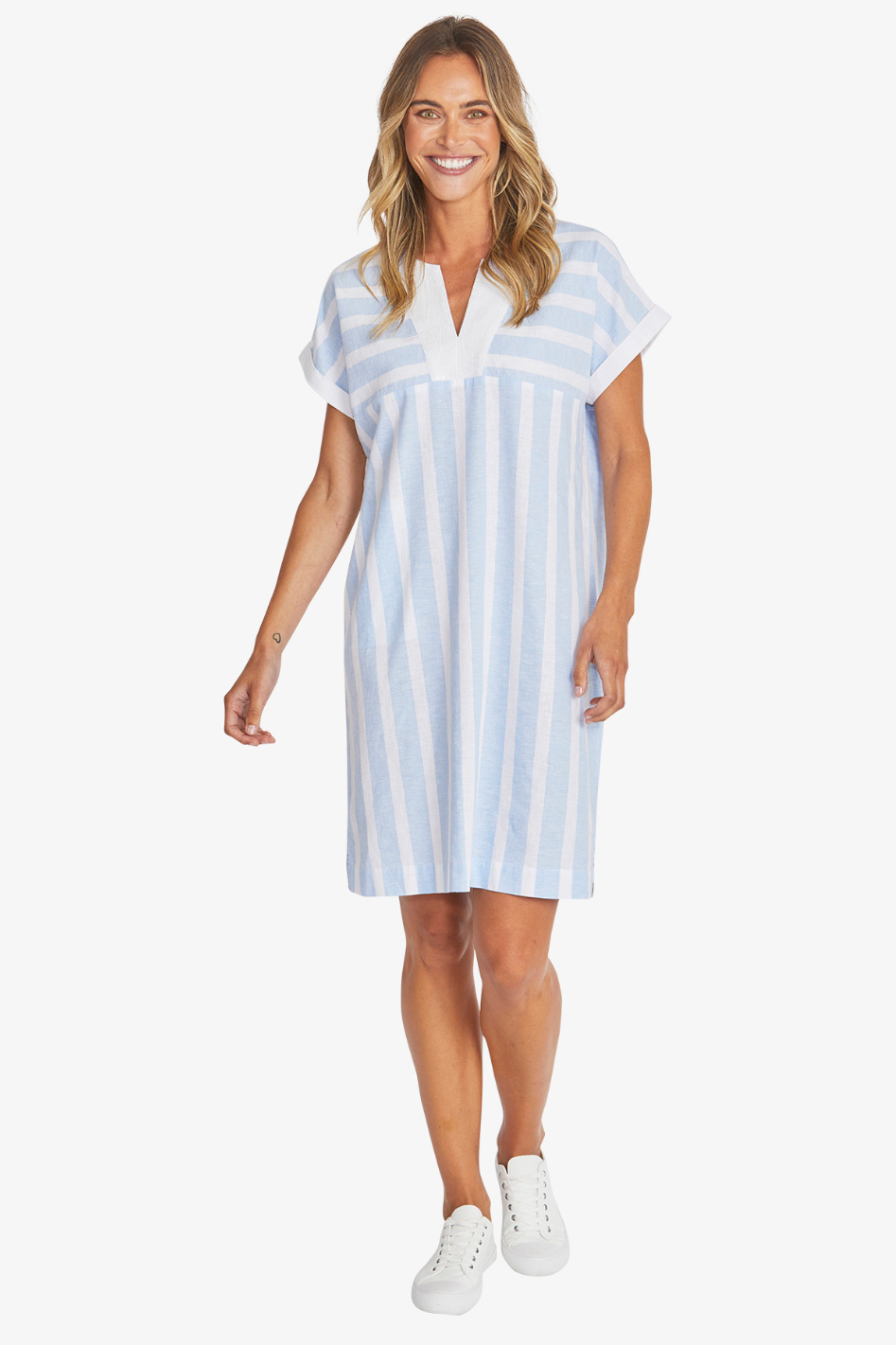 Ping Pong Miranda Dress | White/Baby Blue | 595521