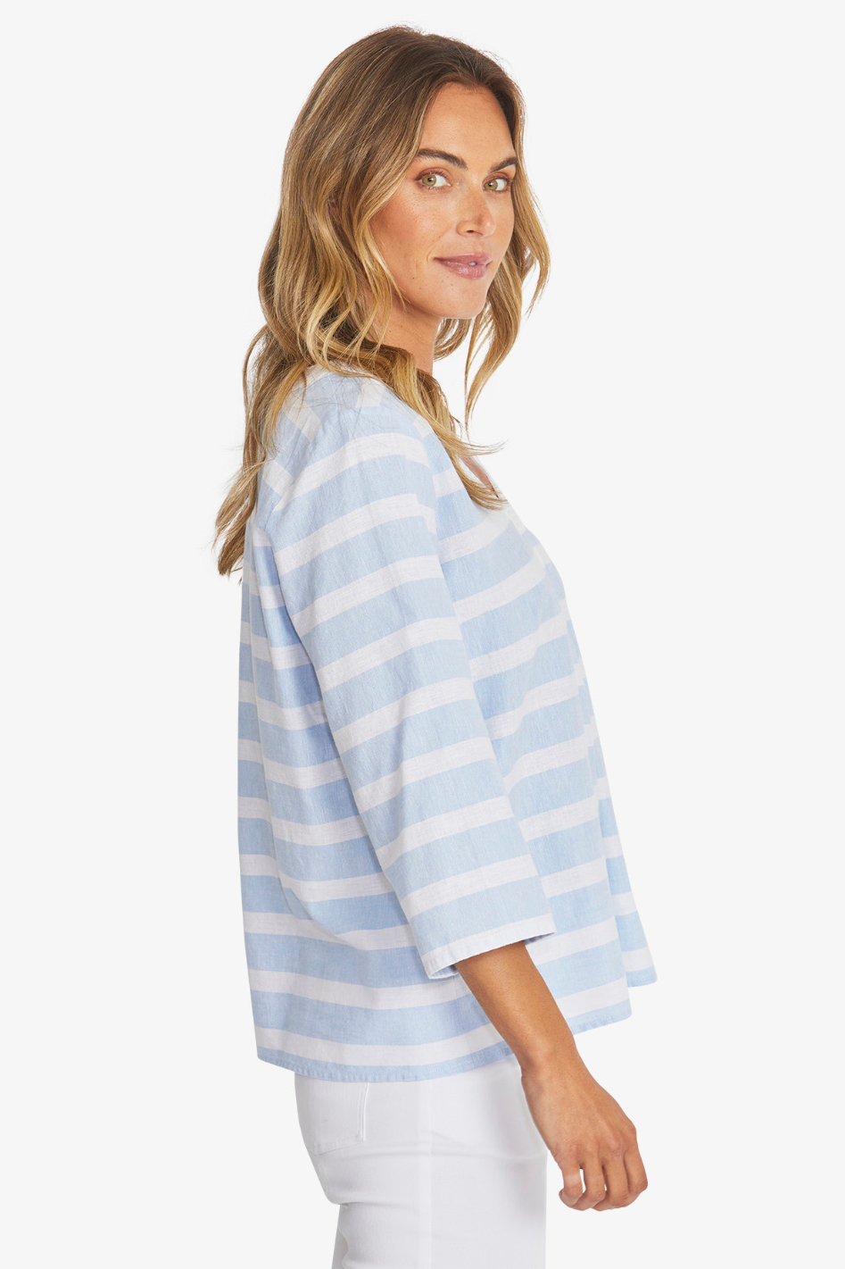 Ping Pong Miranda Top | White/Baby Blue | P595316