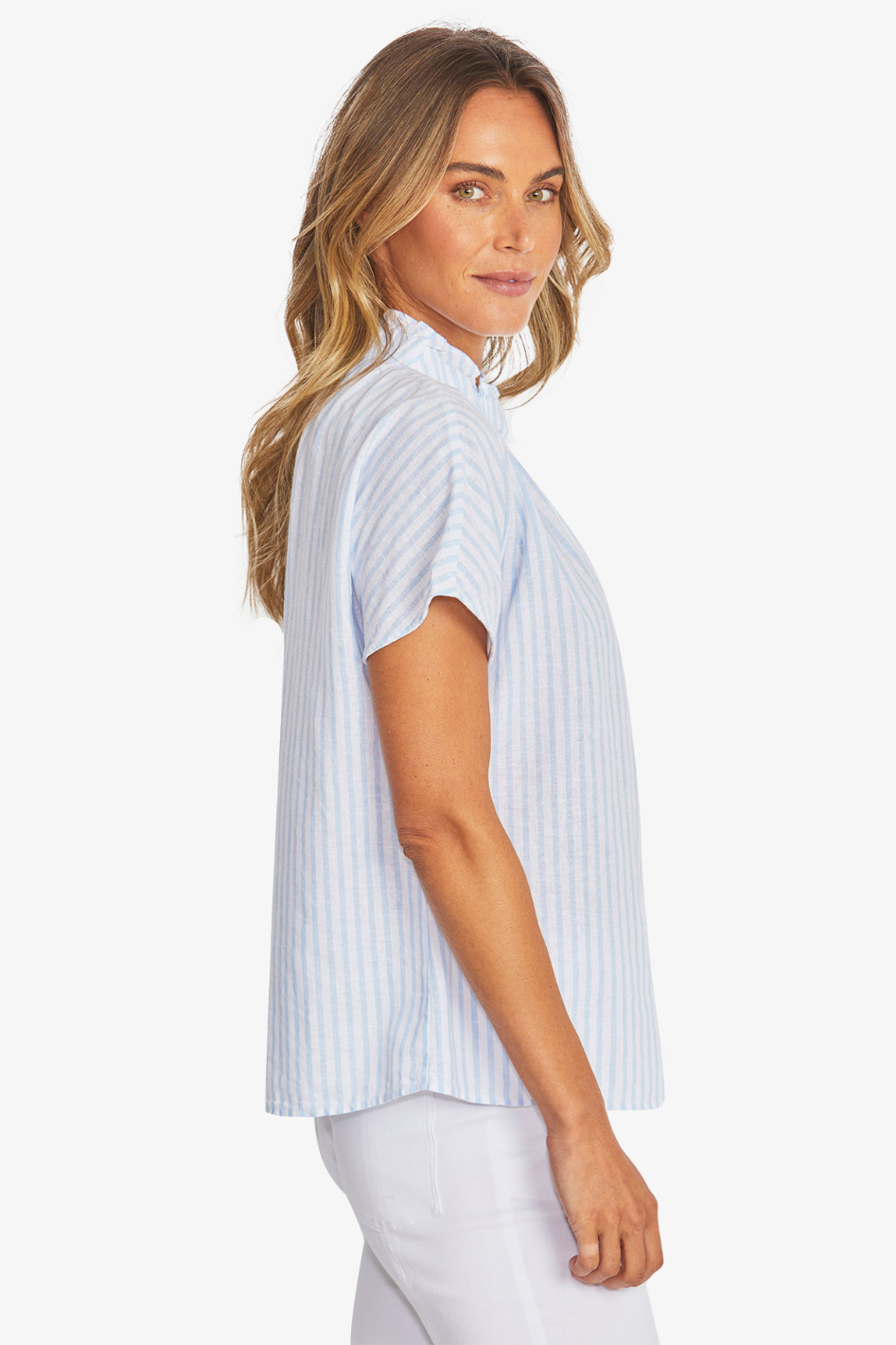 Ping Pong Tamra Stripe Blouse | White/Baby Blue | 595343