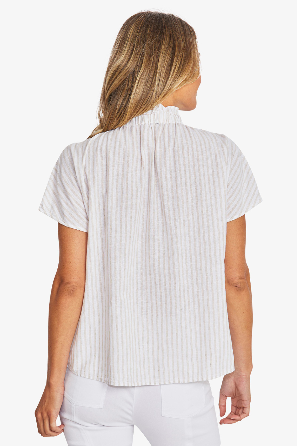 Ping Pong Tamara Stripe Blouse | White/Raffia | 595343