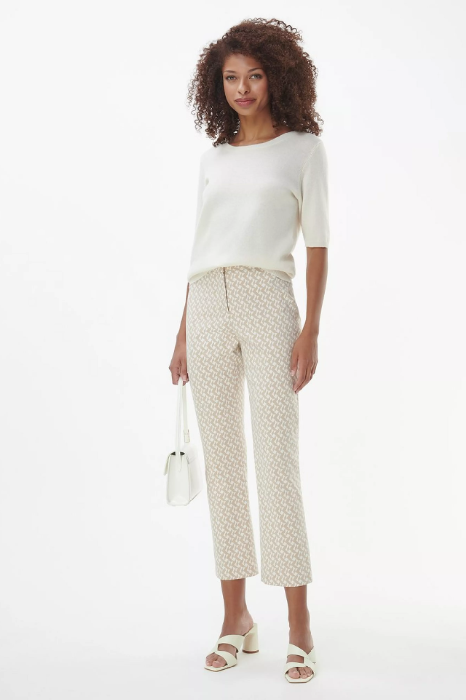 Raffello Rossi Maika 7/8 Pant | Graphical Jacquard | Beige | 506378