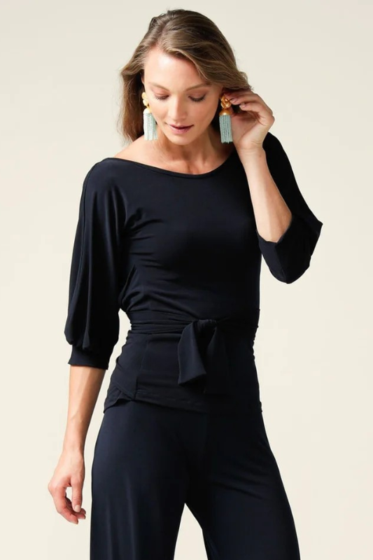 Sacha Drake Cowl Tie Drape Top | Navy