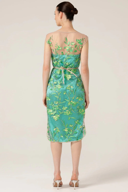 Sacha Drake Glistening Tanager Dress in Jade Floral
