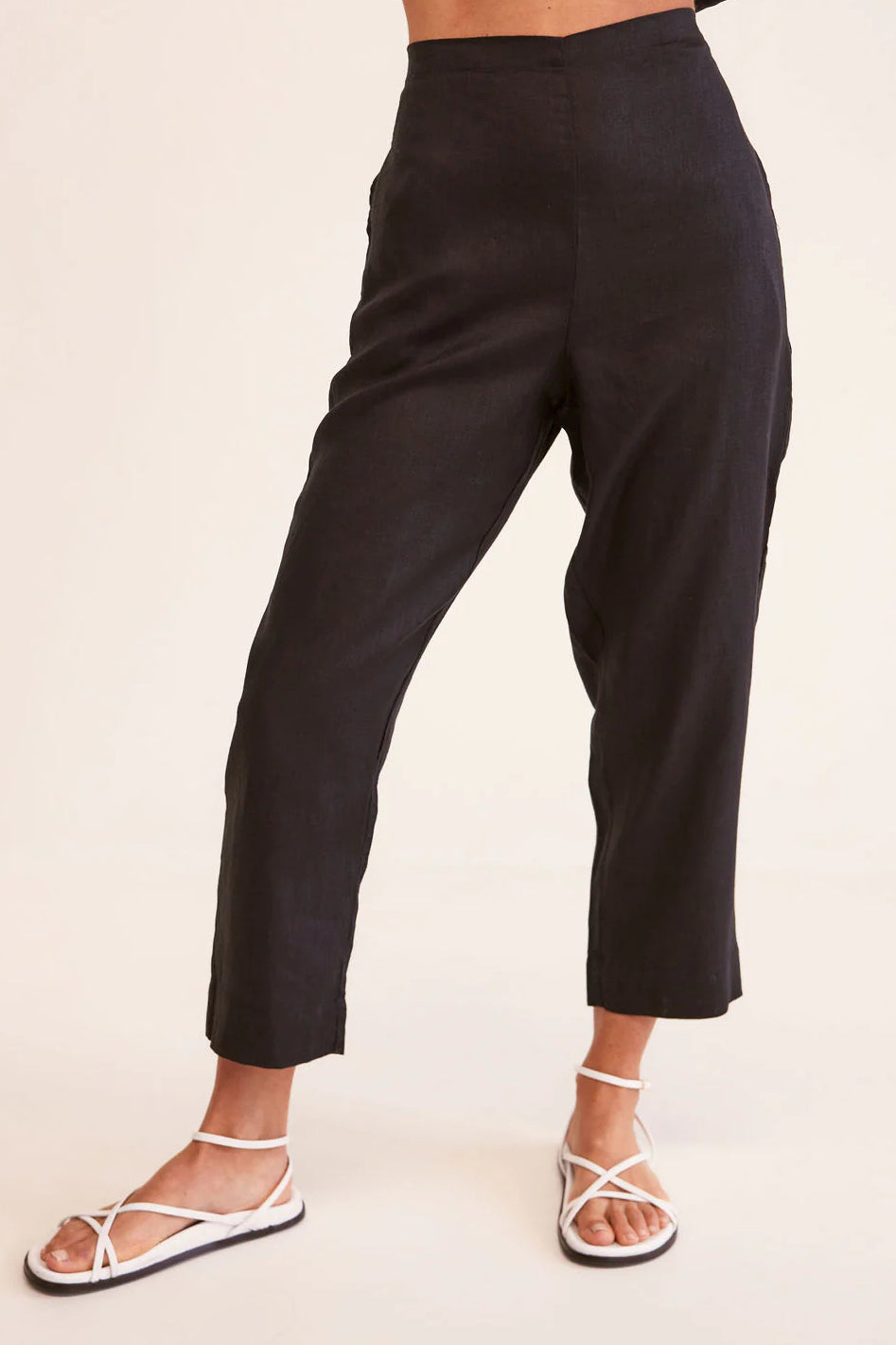 See Saw Linen 7/8 Flat Front Pant | Navy | 361