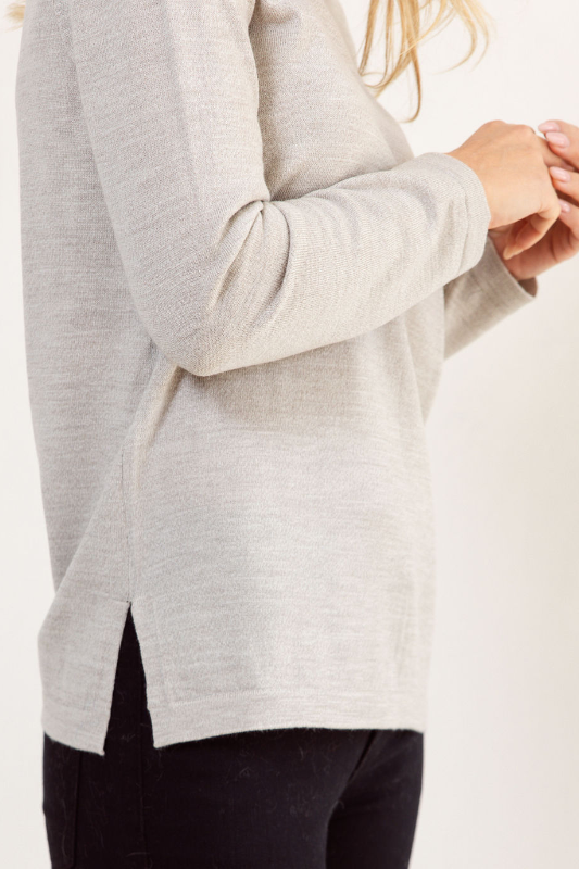 See Saw Merino Wool Crew Neck Sweater | Biscuit