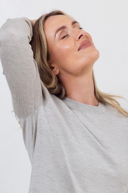 See Saw Merino Wool Crew Neck Sweater | Biscuit