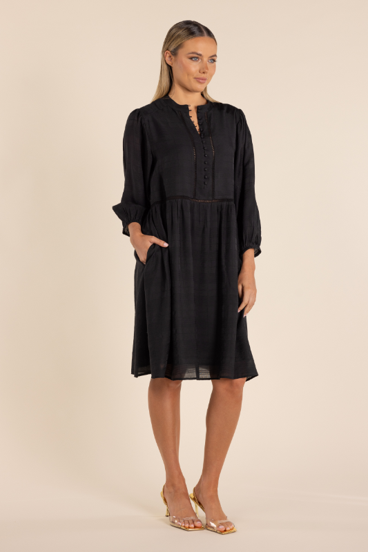 Two T's Sheer Check Dress in Black