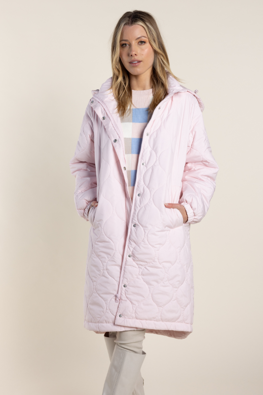 Long pink puffer coat online