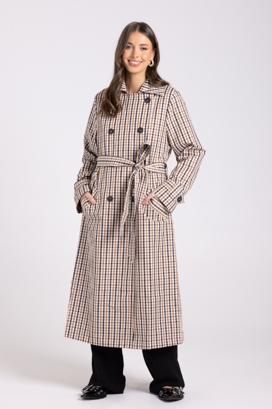 Two T's Check Trench | Brown Check