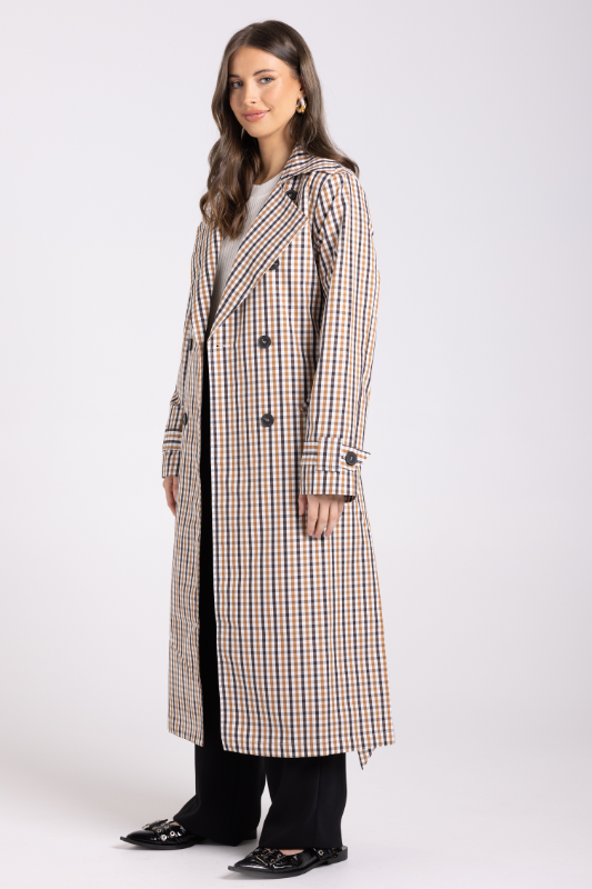 Two T's Check Trench | Brown Check