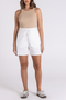 Two T's Track Short with Logo Patch | White | 3135