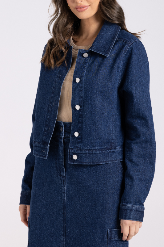 Two T's Denim Crop Jacket | Dark Denim