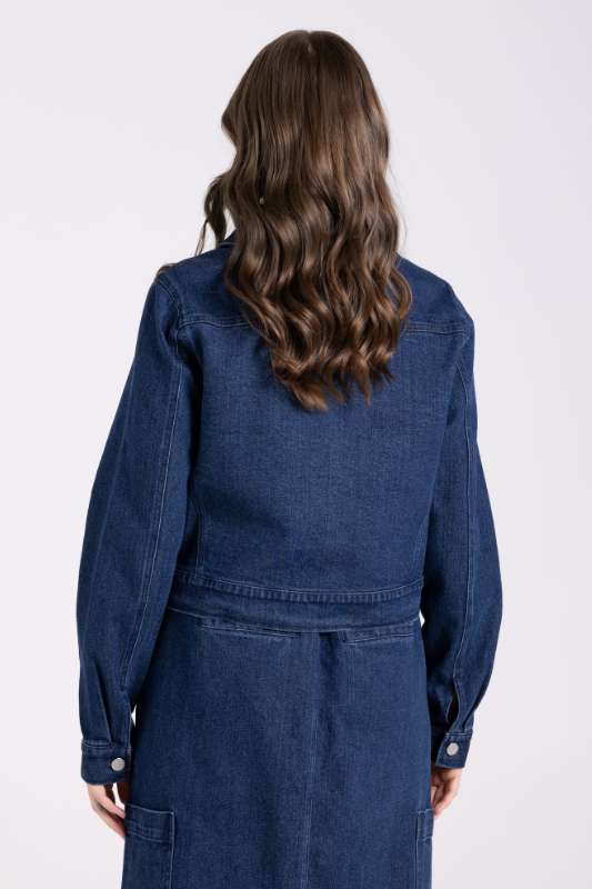 Two T's Denim Crop Jacket | Dark Denim