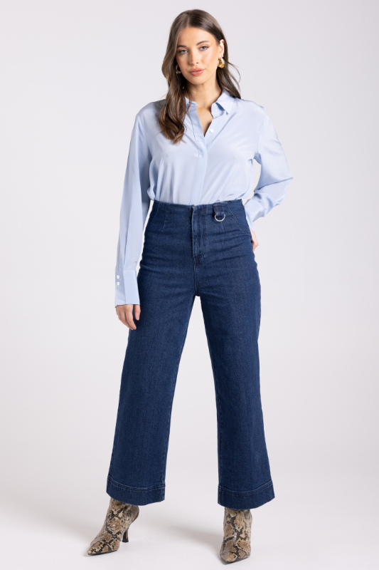 Two T's 7/8 Denim Wide Leg Pant | Dark Denim
