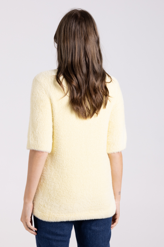 Two T's Fluffy Short Sleeve Crew Knit | Sunshine