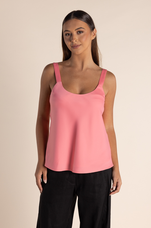 Two T's Satin Cami | Coral