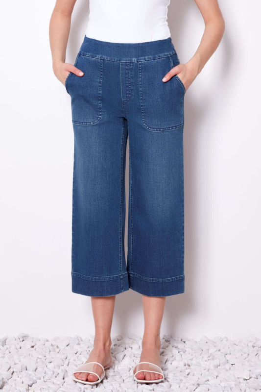 Up! Pull-On Wide Leg Pant 23inch | Medium Blue | 68294