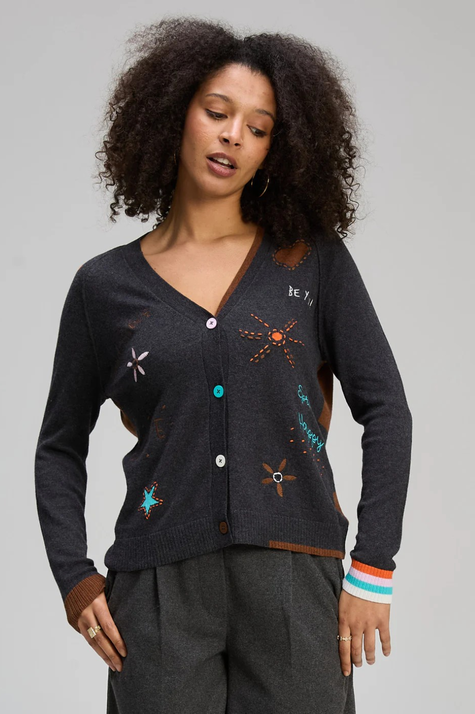 Zaket and Plover Good Energy Cardi | Charcoal | 8130 Zaket and Plover Good Energy Cardi | Charcoal | 8130