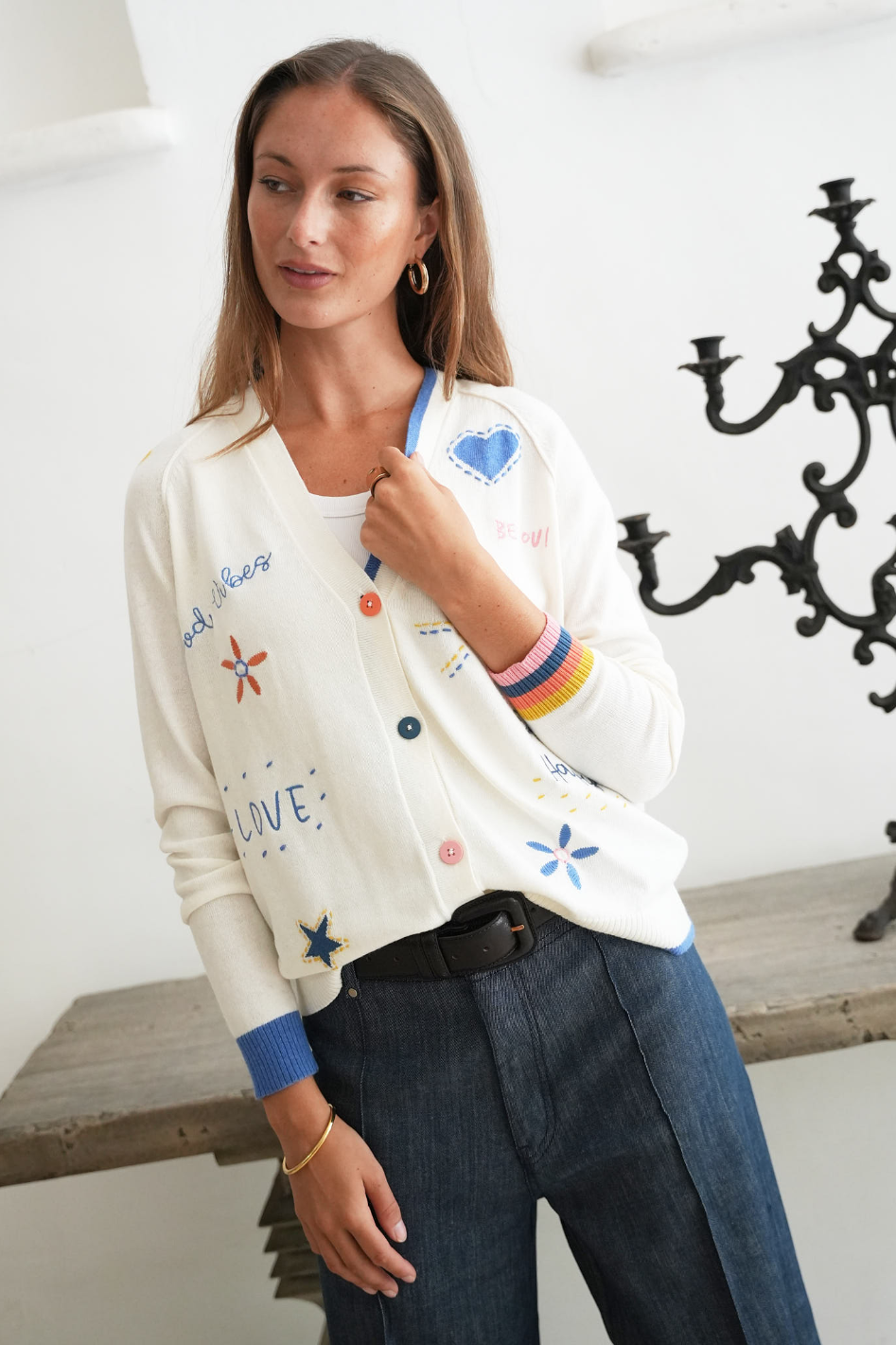 トップス DINER CARDIGAN Zaket and Plover Good Energy Cardi | Winter White | ZP8130