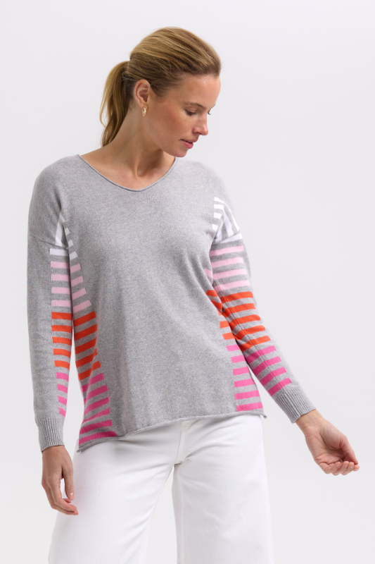 Zaket and Plover Side Stripe Jumper | Light Marl | ZP7712