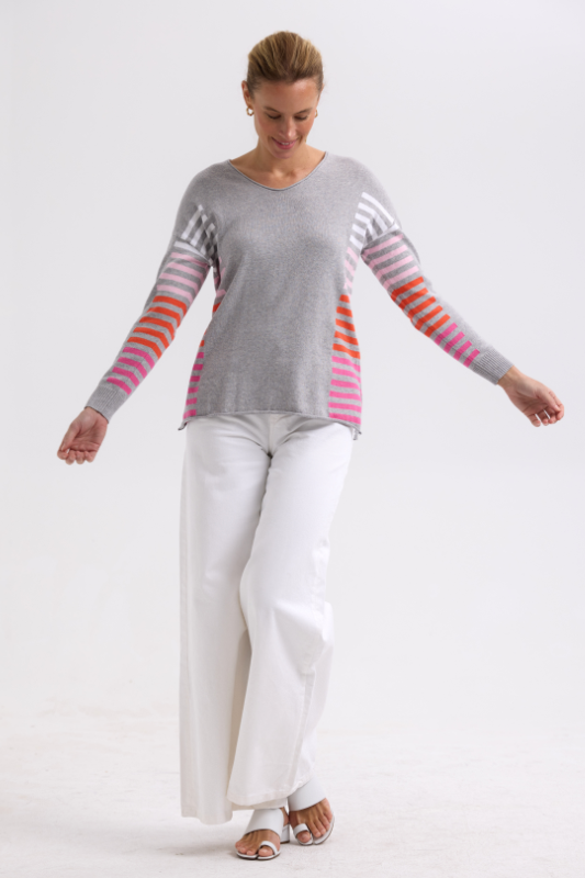 Zaket and Plover Side Stripe Jumper | Light Marl | ZP7712