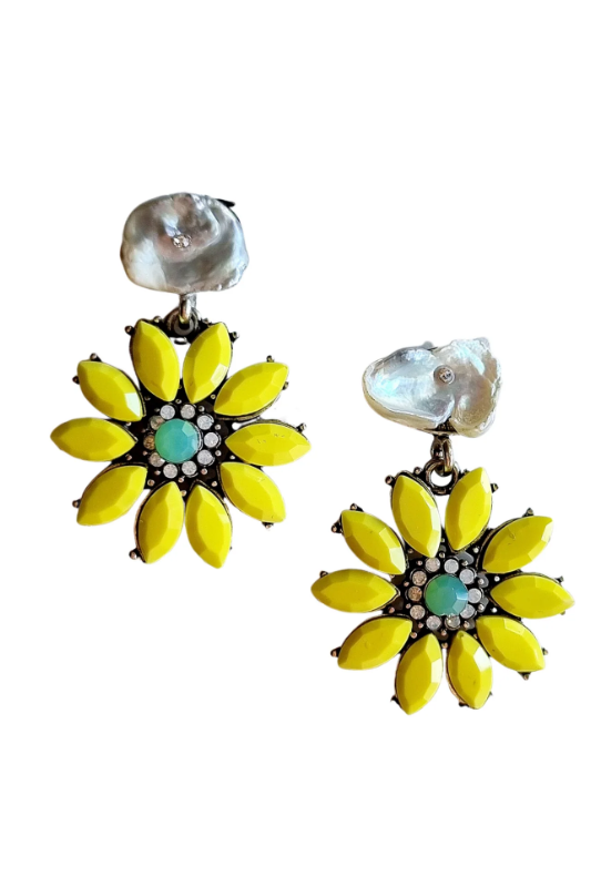 Zoda Zadie Pearl Flower Earring | Yellow
