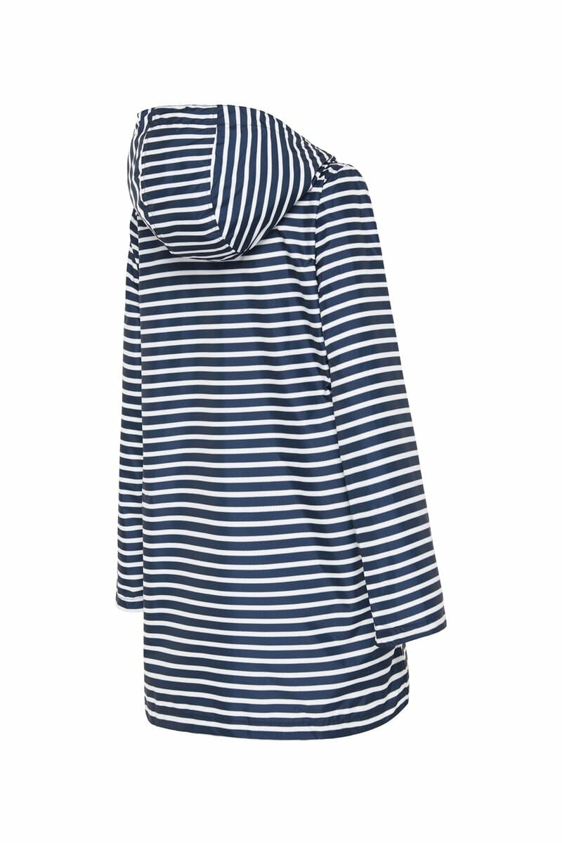 Paqme Womens 3/4 Recycled Raincoat in Navy Stripe