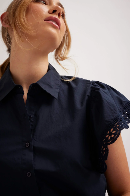 Alessandra Lara Poplin Shirt in Navy
