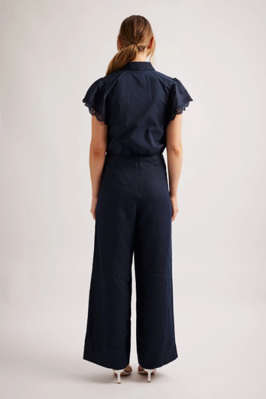 Alessandra Lara Poplin Shirt in Navy