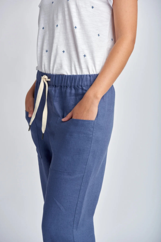 Cloth Paper Scissors Casual Cropped Linen Pant | Denim