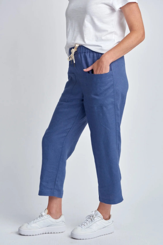 Cloth Paper Scissors Casual Cropped Linen Pant | Denim