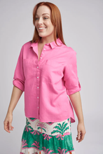 Load image into Gallery viewer, Cloth Paper Scissors Classic Linen Shirt in Bright Pink
